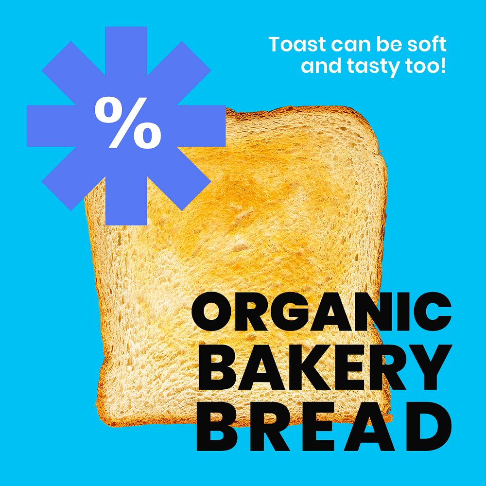 Toast breakfast Instagram post template, bakery advertisement psd