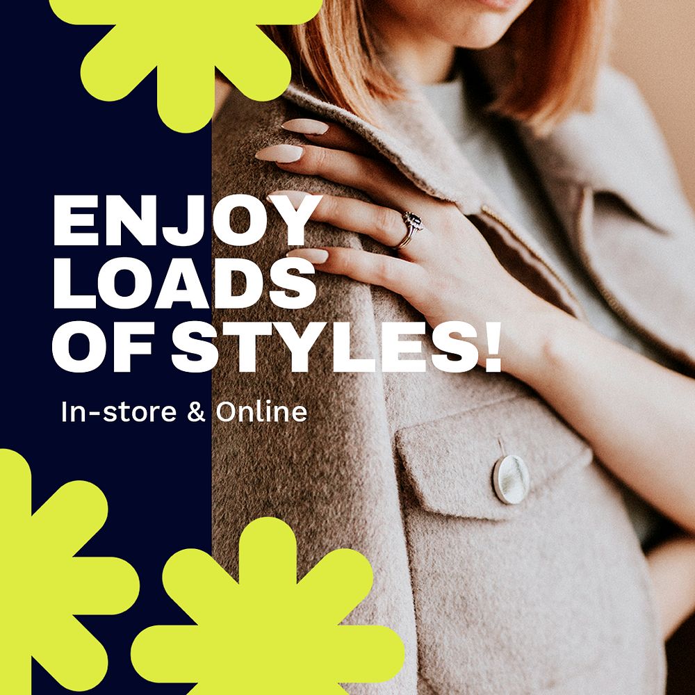 Fashion memphis Instagram post template, shopping ad psd
