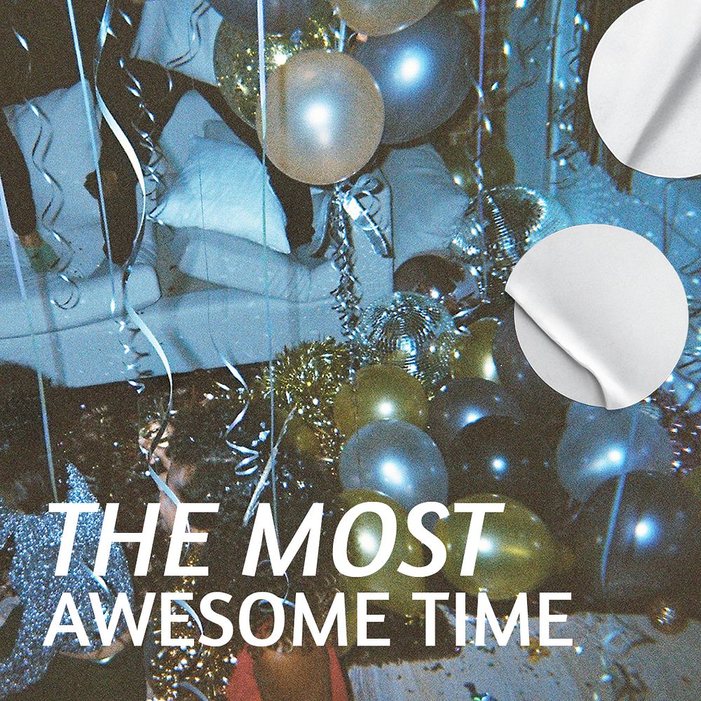 New Year Instagram post template, party balloons aesthetic psd