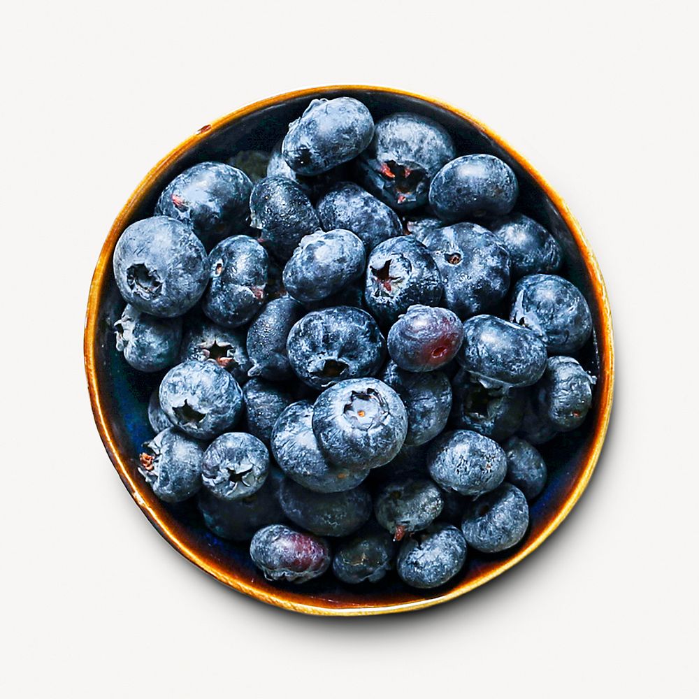 Blueberry bowl sticker, fruit isolated image psd