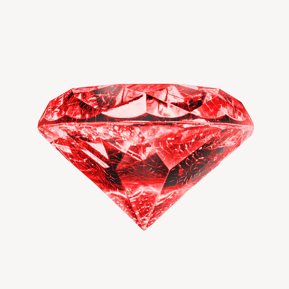 Red diamond sticker, luxury jewel isolated image psd