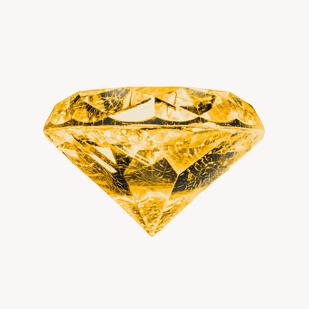 Yellow diamond, luxury jewel isolated image