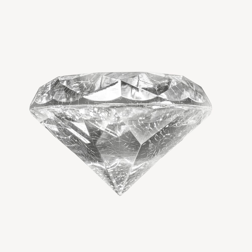 Silver diamond sticker, luxury jewel isolated image psd