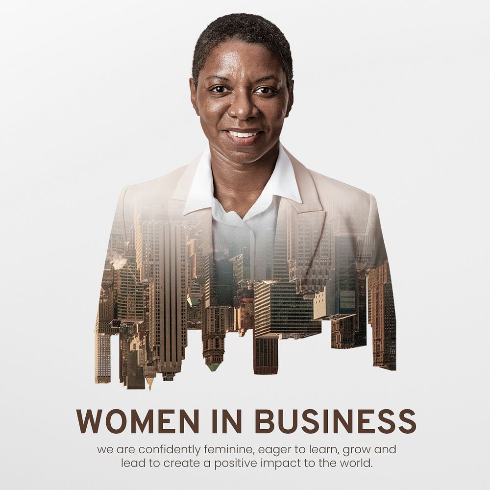 Business social media post template, African American businesswoman psd