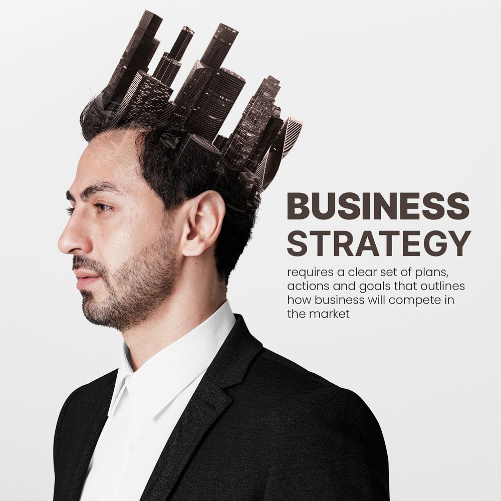 Business strategy, Facebook post template, editable design psd