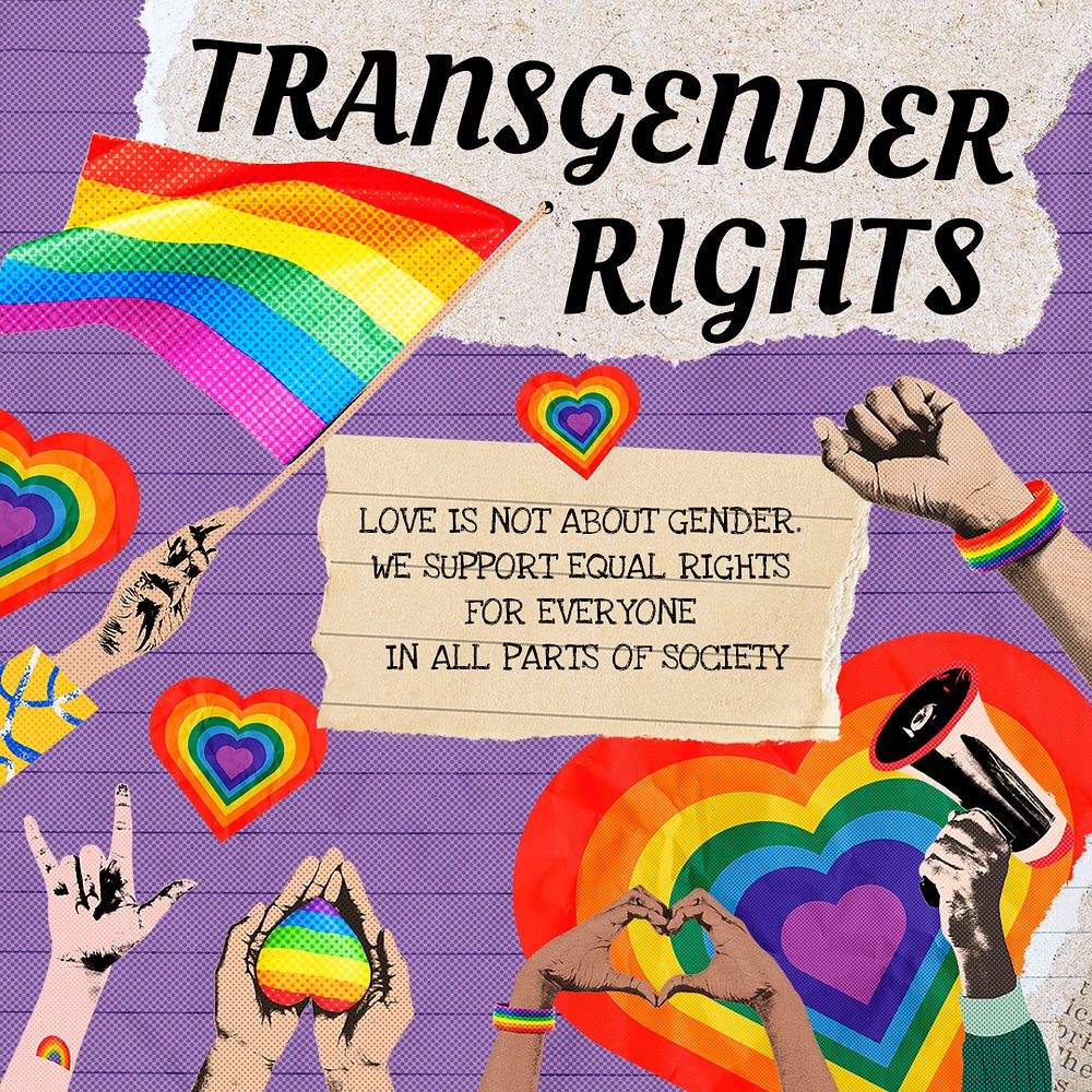 Transgender  rights Facebook post template, remix media design psd