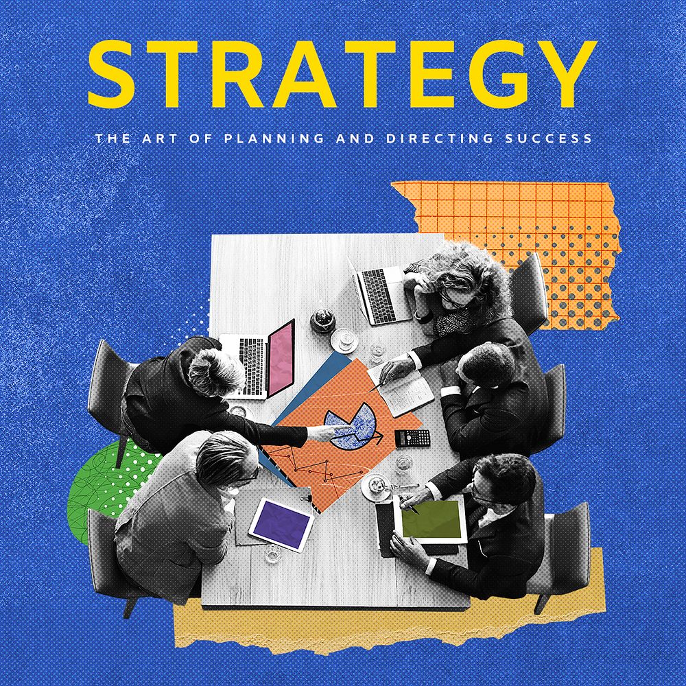 Business strategy Instagram post template, remix media design psd