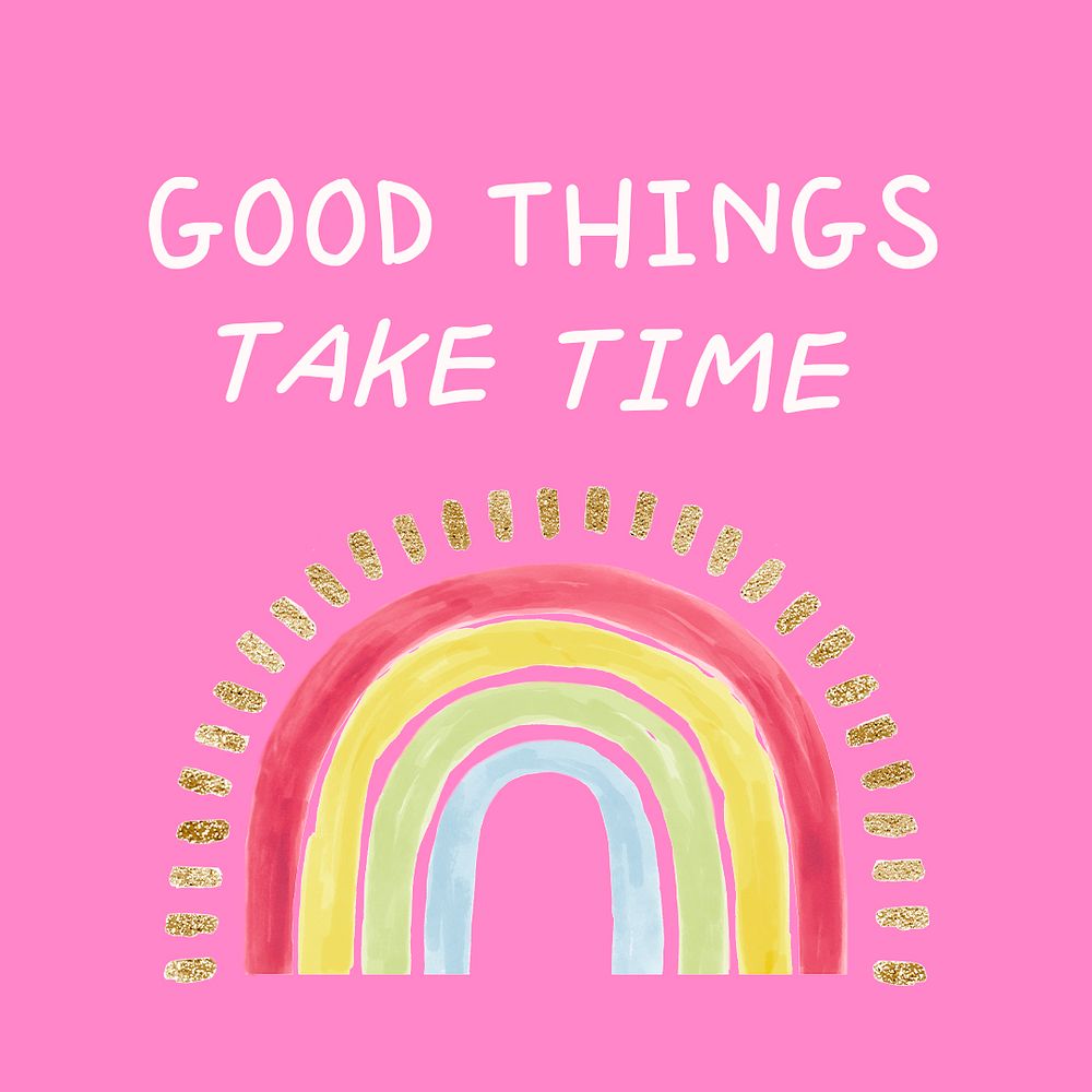 Cute rainbow Instagram post template, watercolor design psd