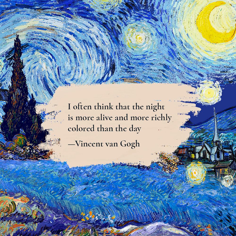 Van Gogh Facebook post template, Starry Night painting remixed by rawpixel psd