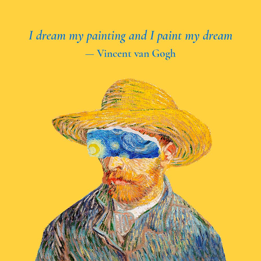 Van Gogh quote Facebook post template, self-portrait remixed by rawpixel psd