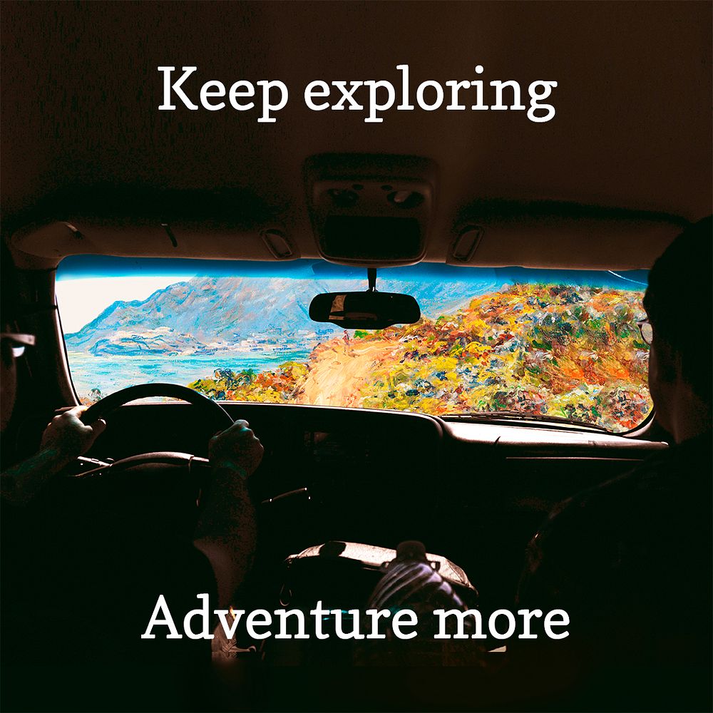 Adventure quote Facebook post template,  road trip remixed by rawpixel psd