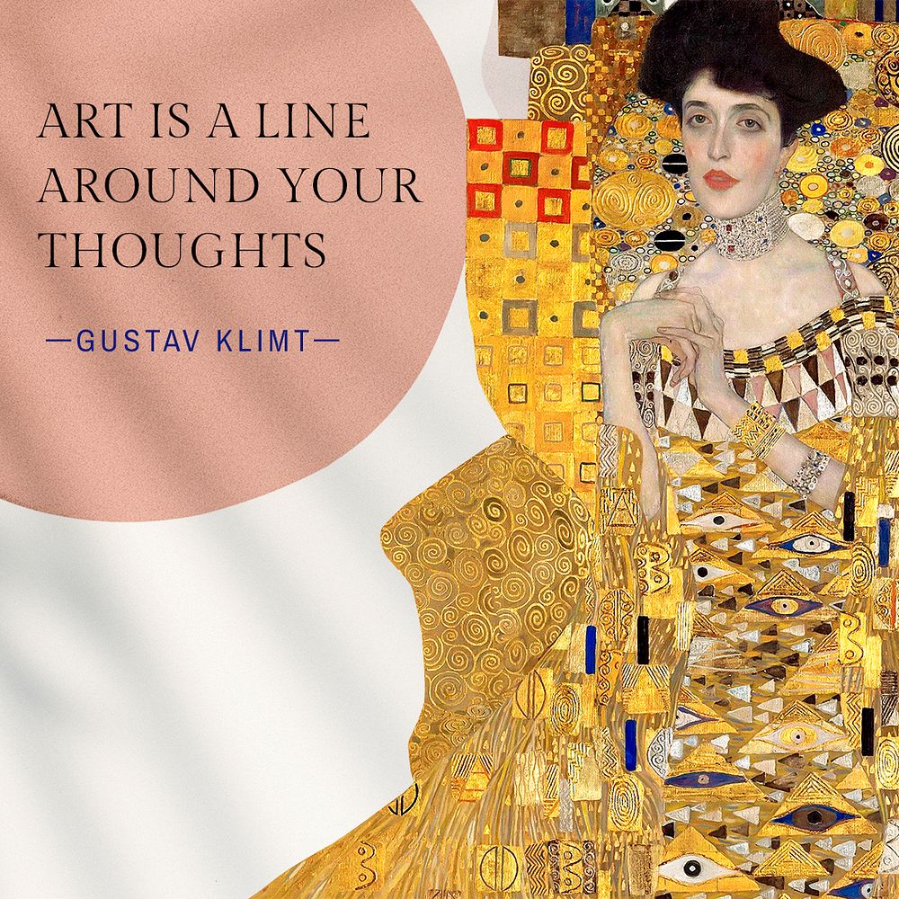 Adele Bloch-Bauer Facebook post template,  Gustav Klimt's artwork remixed by rawpixel psd