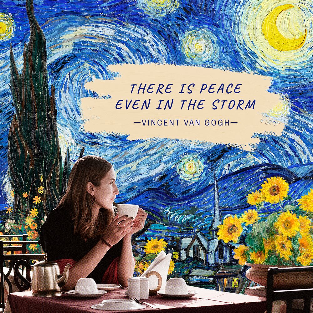 Quote Facebook post template, Starry Night painting remixed by rawpixel psd