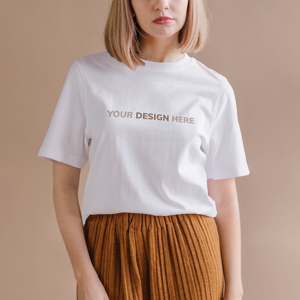 Woman in a white t-shirt mockup social ads template