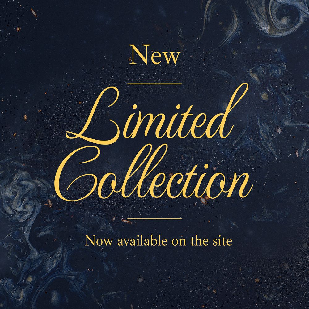 Limited collection instagram ad template, dark elegant, editable text psd