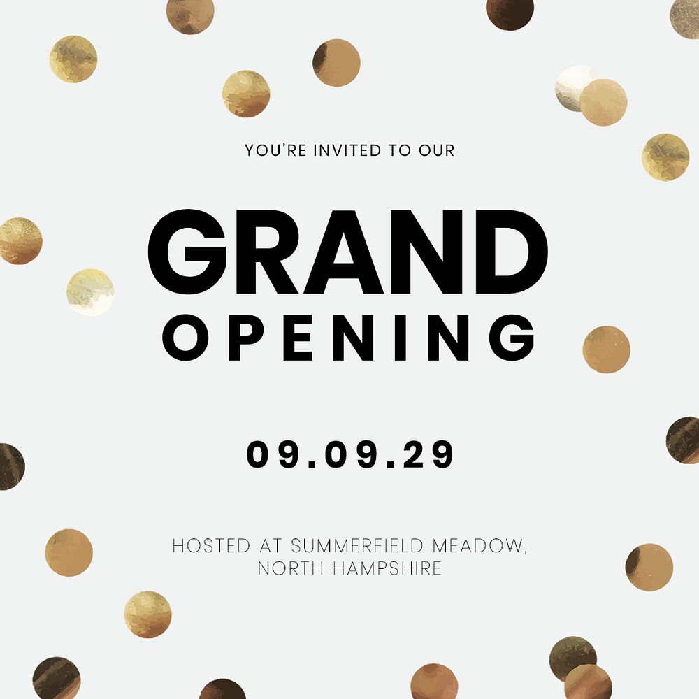 Grand opening Instagram post template, editable text psd