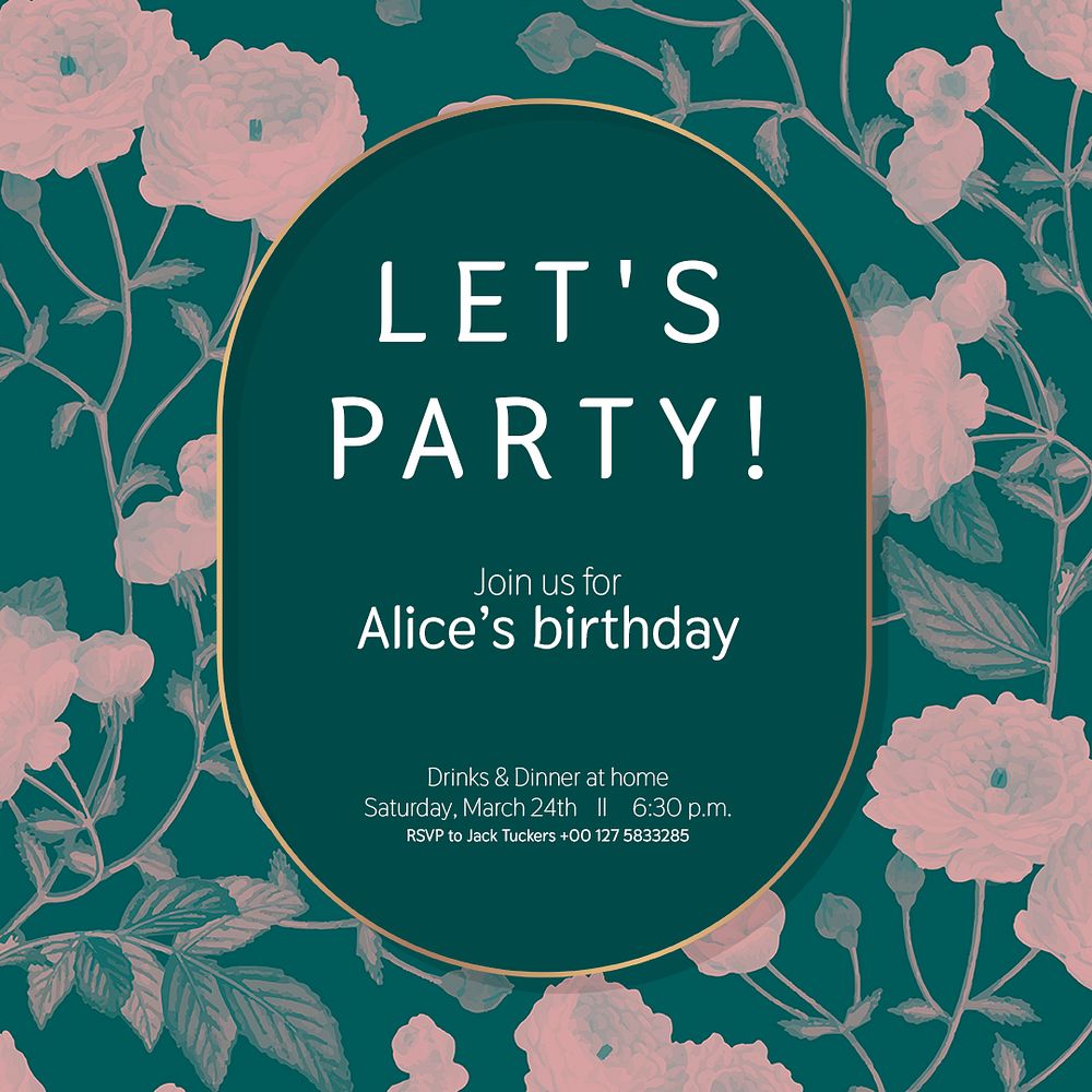 Birthday party Instagram post template, editable text psd