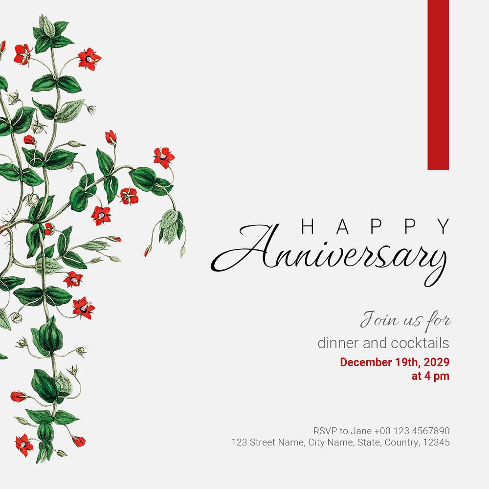 Anniversary party Instagram post template, editable text psd