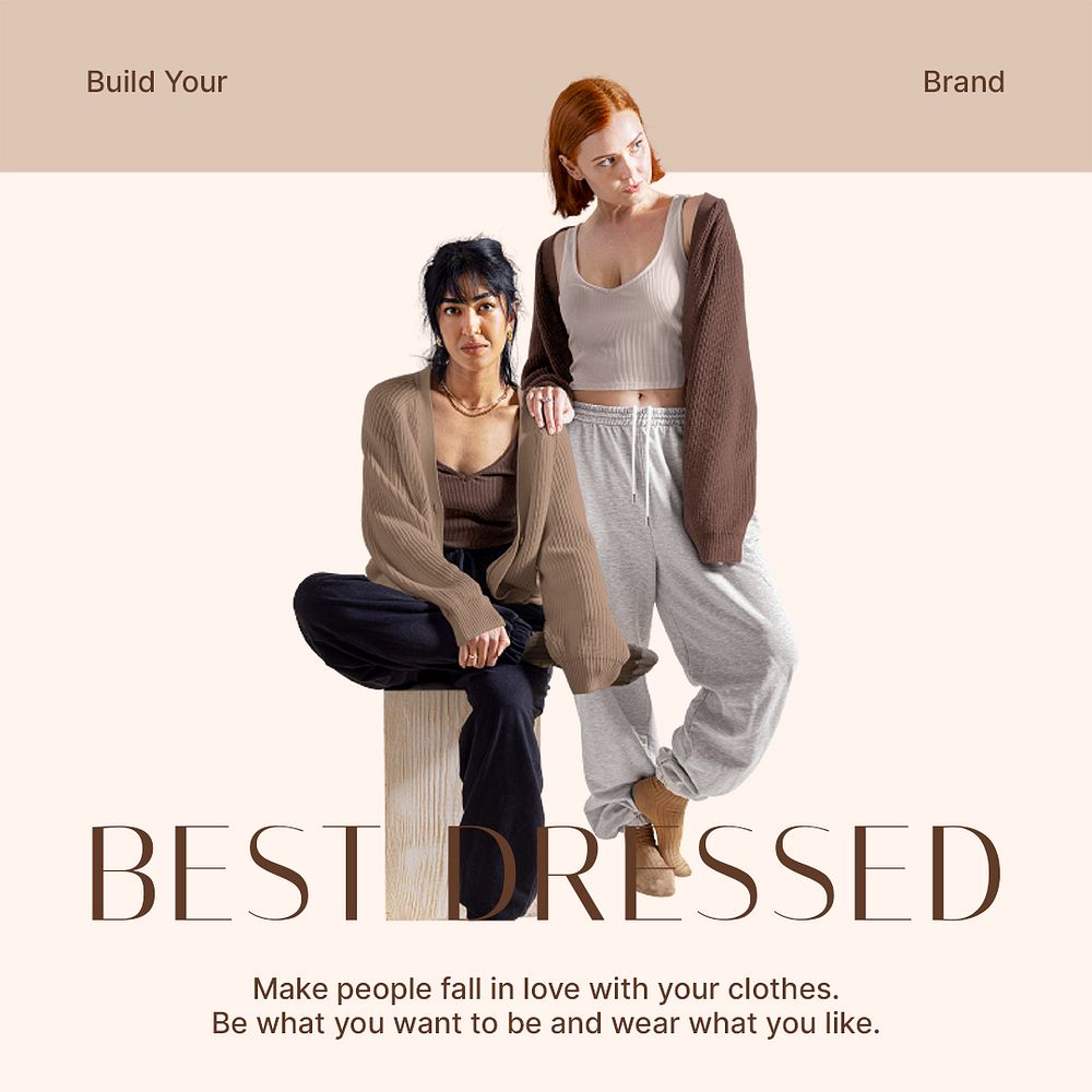 Women's loungewear Instagram post template, fashion ad psd