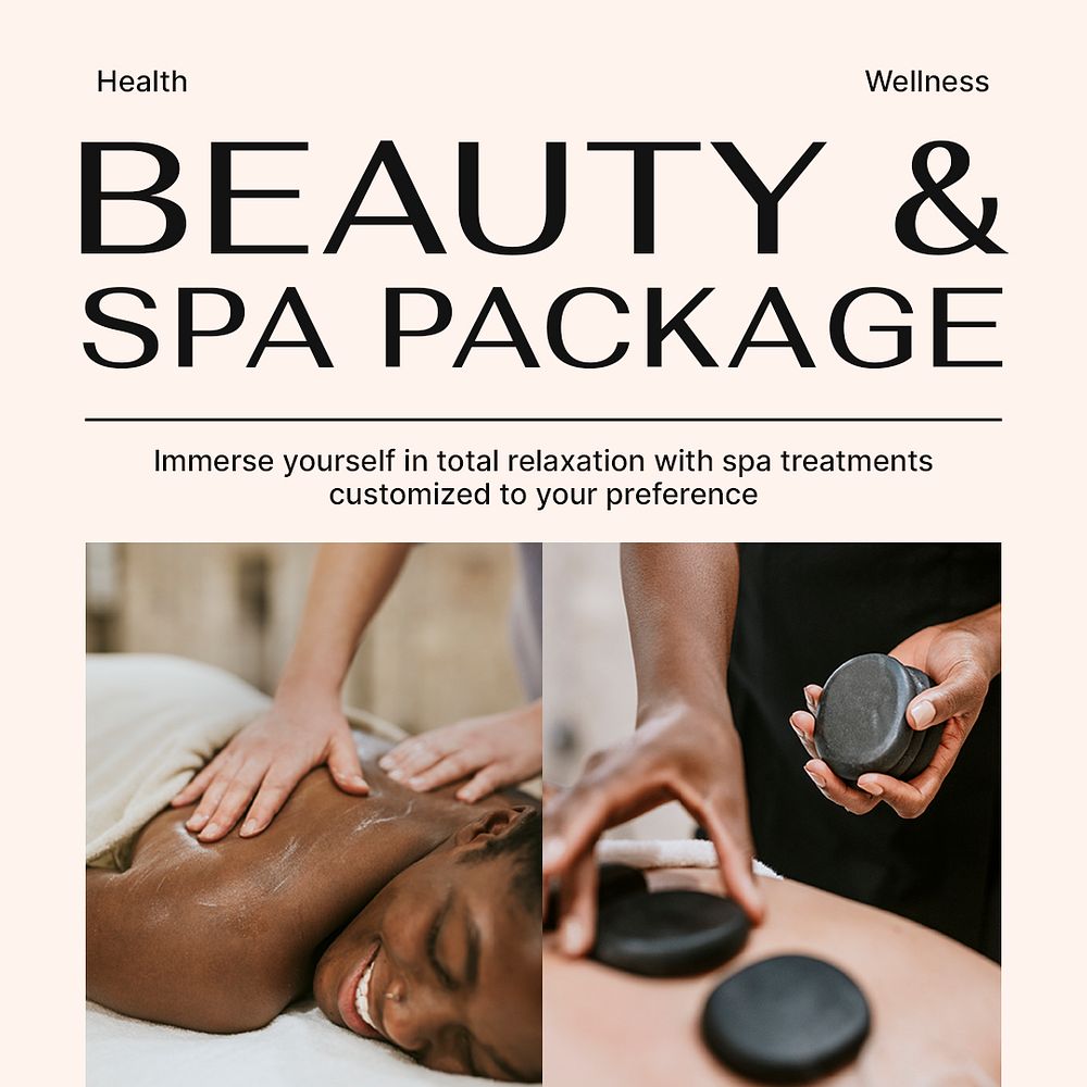 Beauty, spa Instagram post template, wellness business ad psd