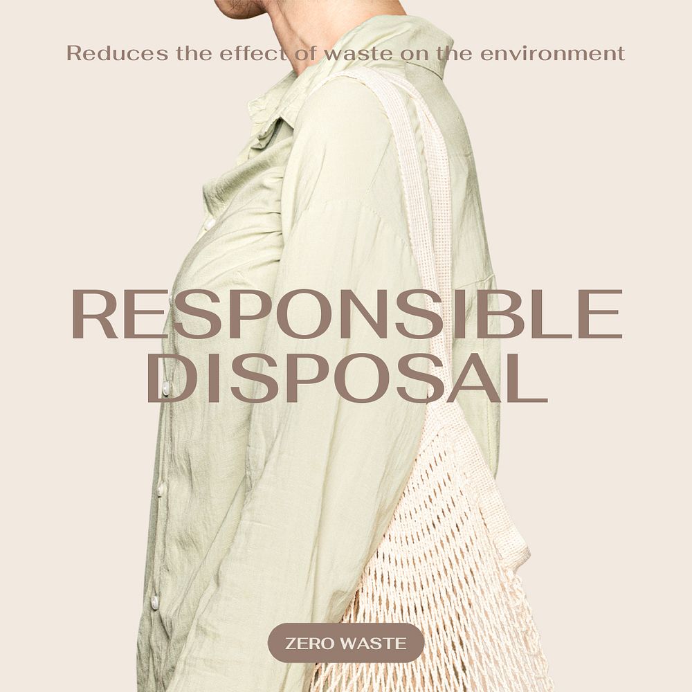 Responsible disposal Instagram post template, zero waste campaign psd