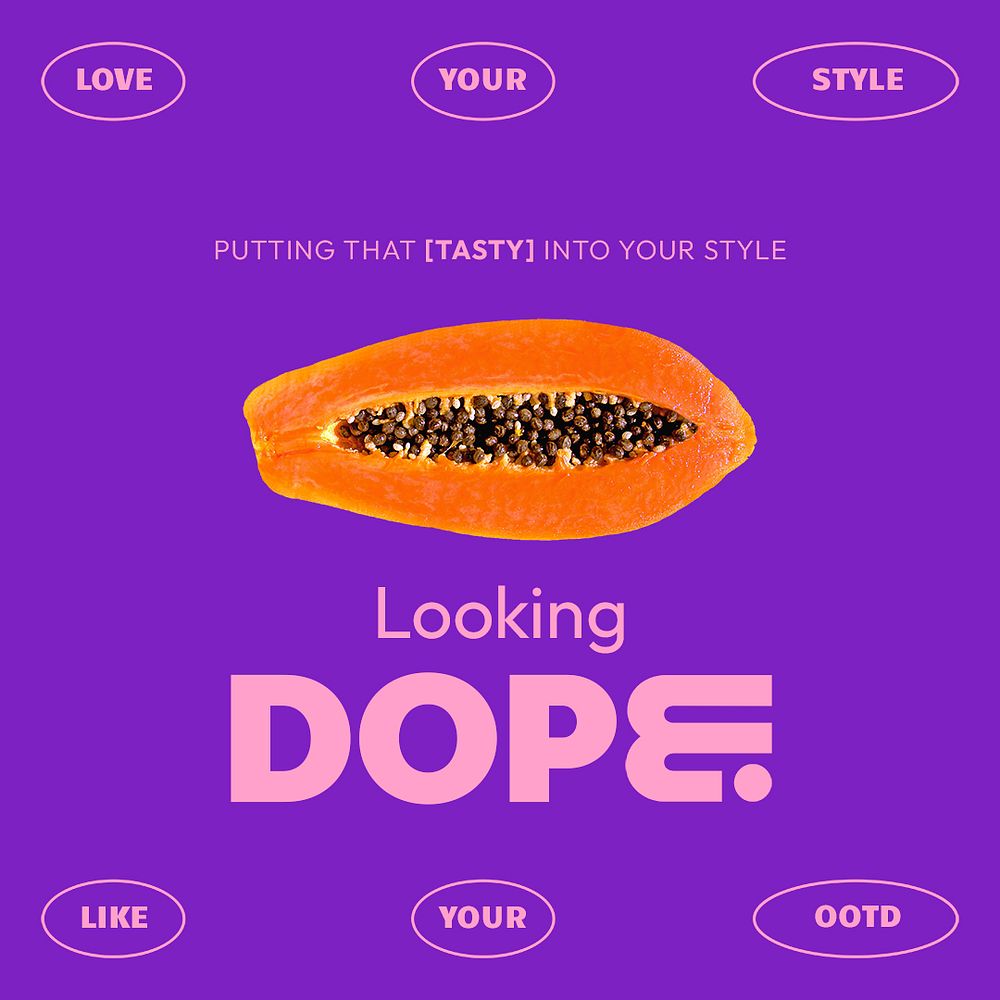 Funky papaya Instagram post template, purple design psd