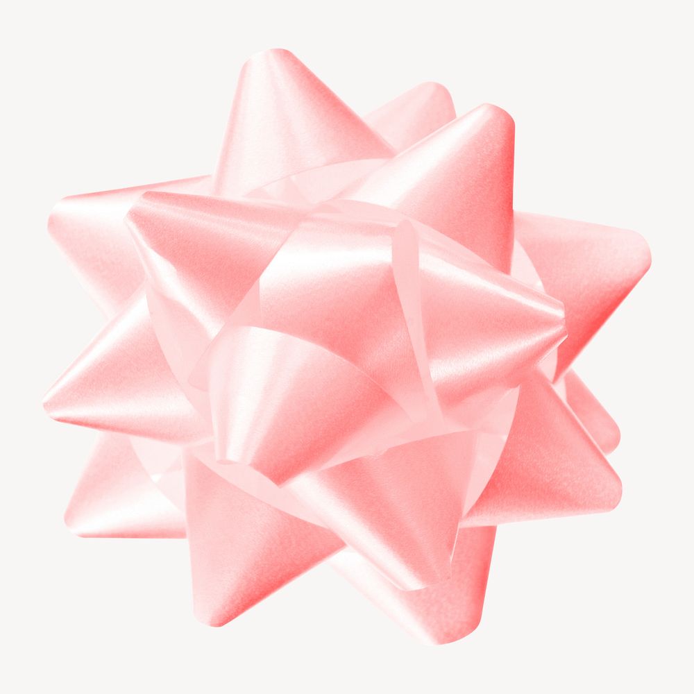 Pink bow collage element psd