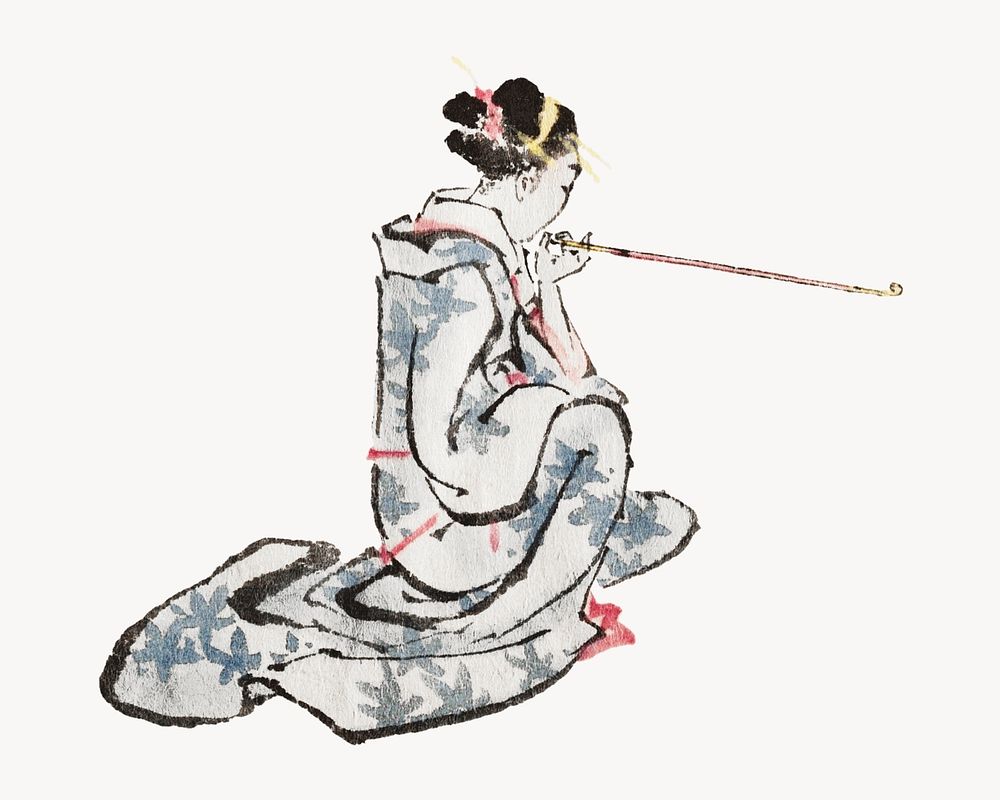 Hokusai's Japanese woman.  Remastered by rawpixel. 