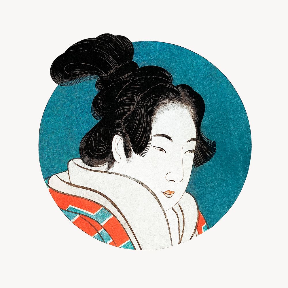 Hokusai&rsquo;s Japanese woman illustration.  Remastered by rawpixel. 