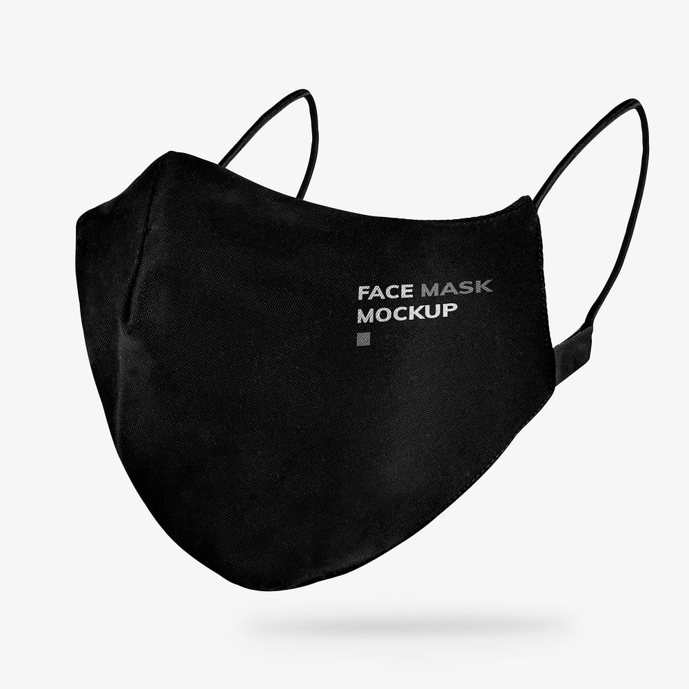 Black face mask mockup on a gray background