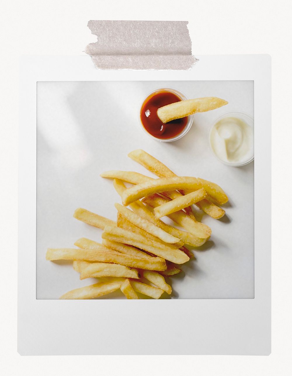 Fries Instant photo film frame, food & drink