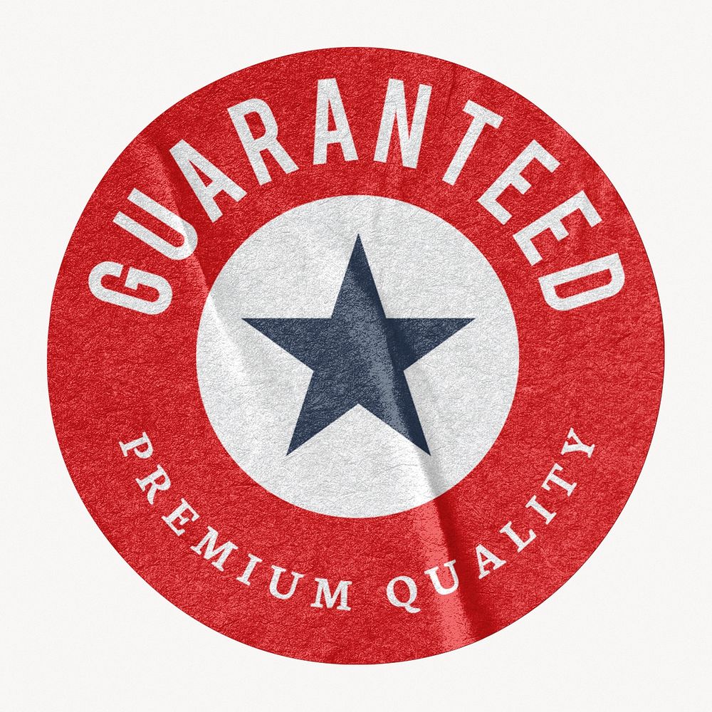 Quality  guaranteed  round sticker, red design