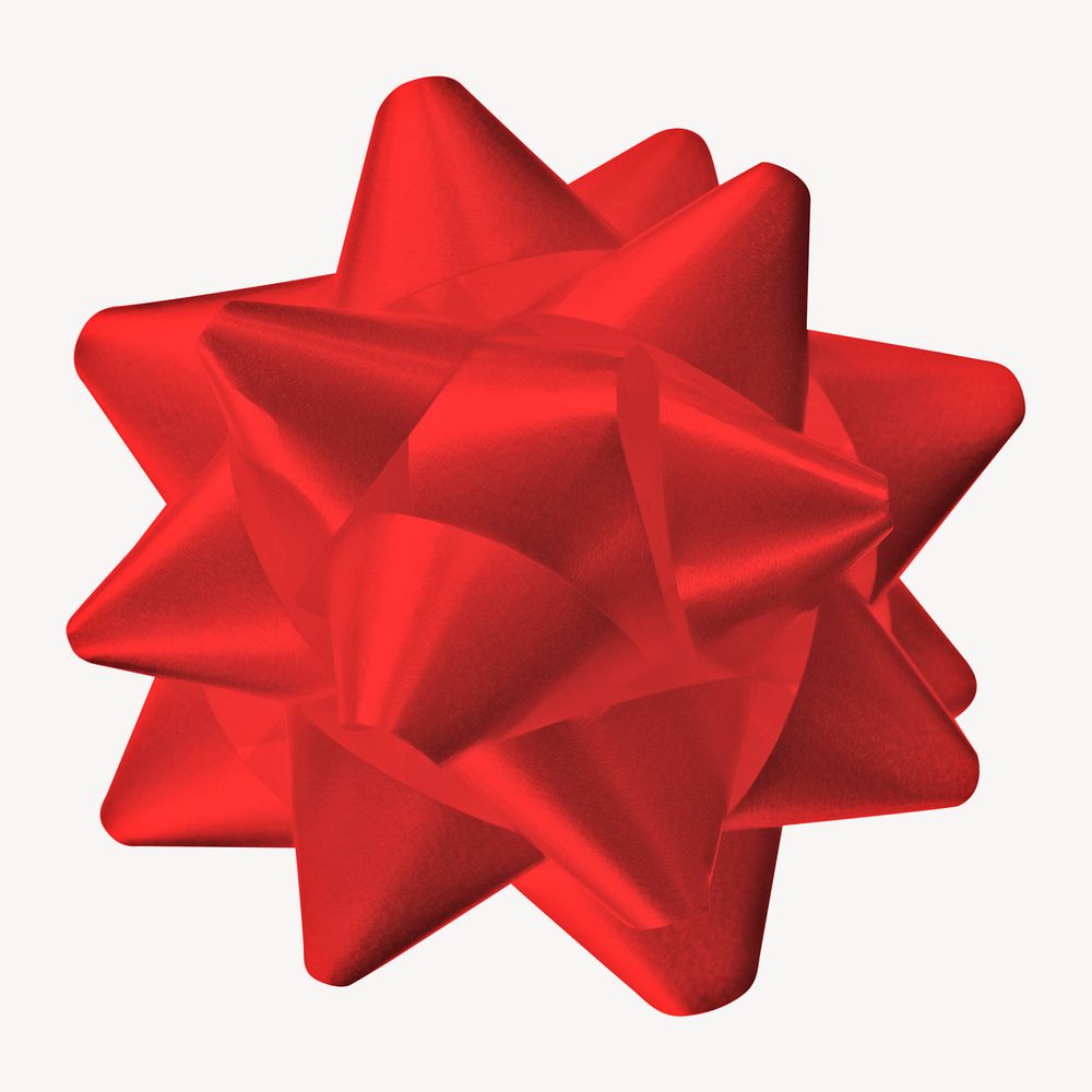 Red bow collage element psd