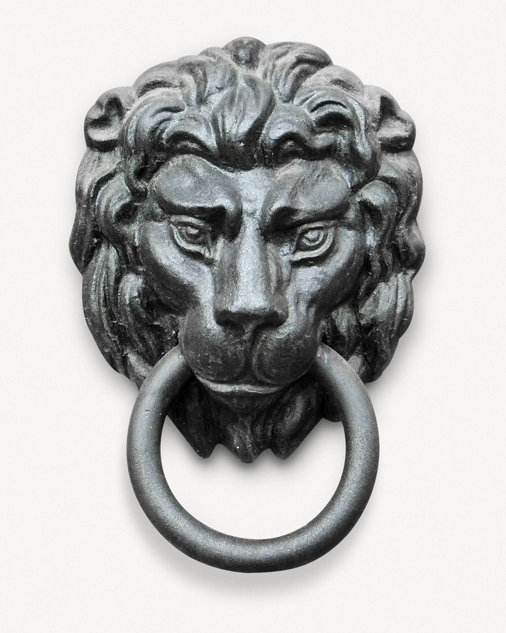 Lion door knocker, isolated collage element psd