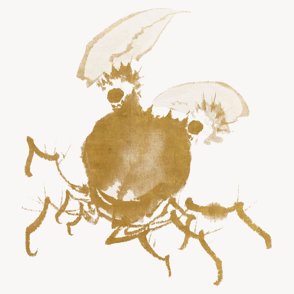 Hokusai's vintage gold crab. Remixed by rawpixel.