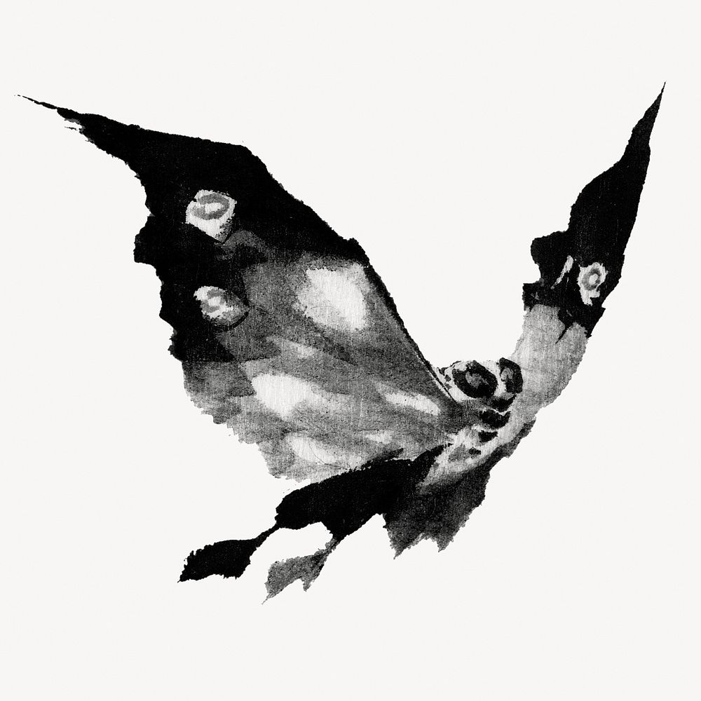 Hokusai&rsquo;s black moth, Japanese insect illustration psd. Remixed by rawpixel.