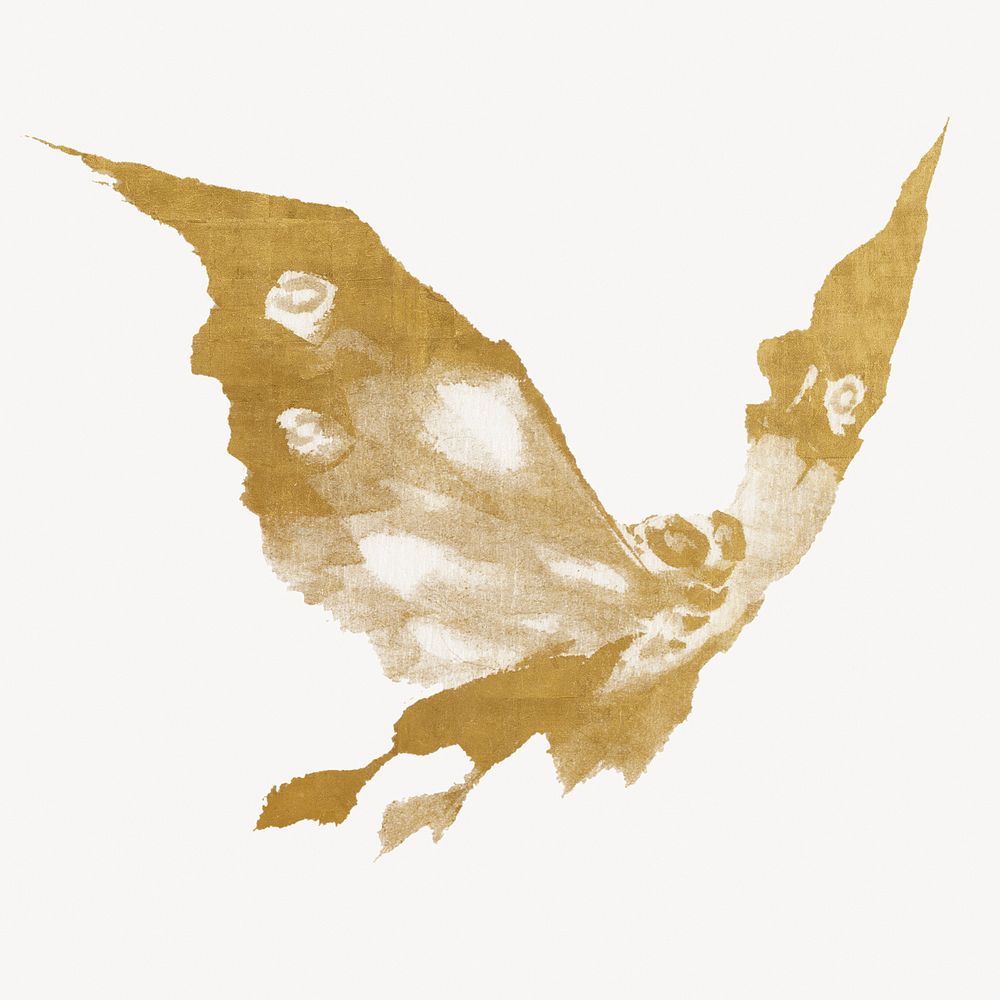 Hokusai’s gold moth, Japanese insect illustration psd. Remixed by rawpixel.