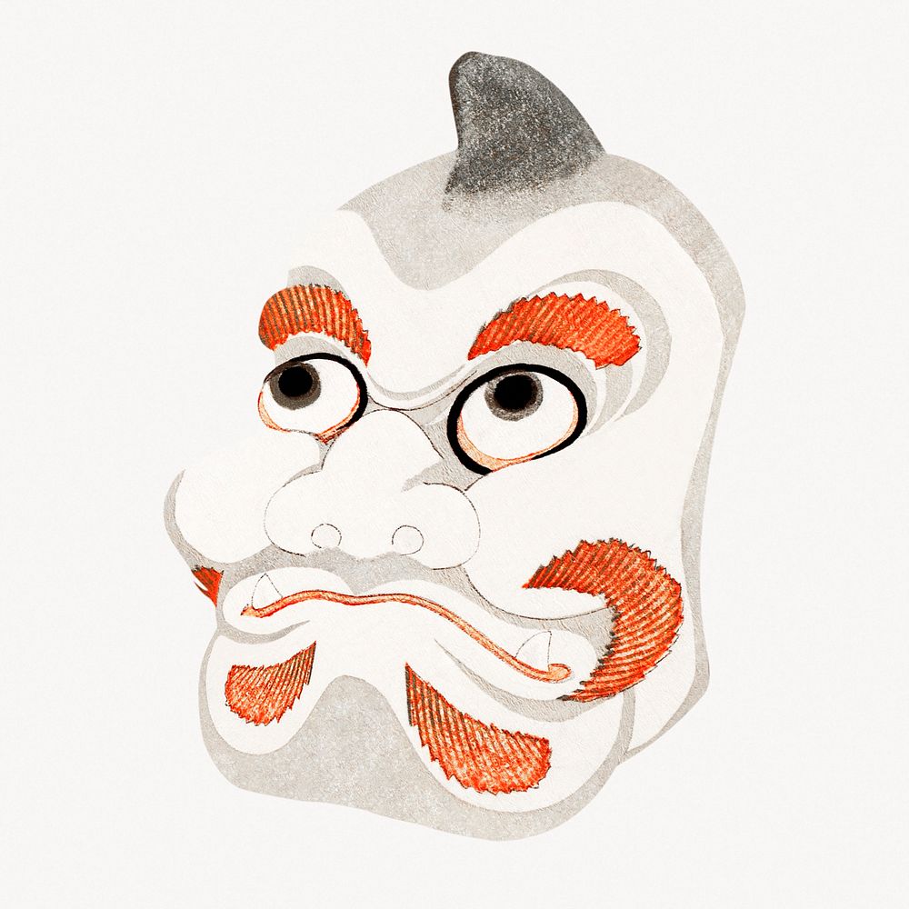 Hokusai's Masks of Oni (Demon).  Remastered by rawpixel. 