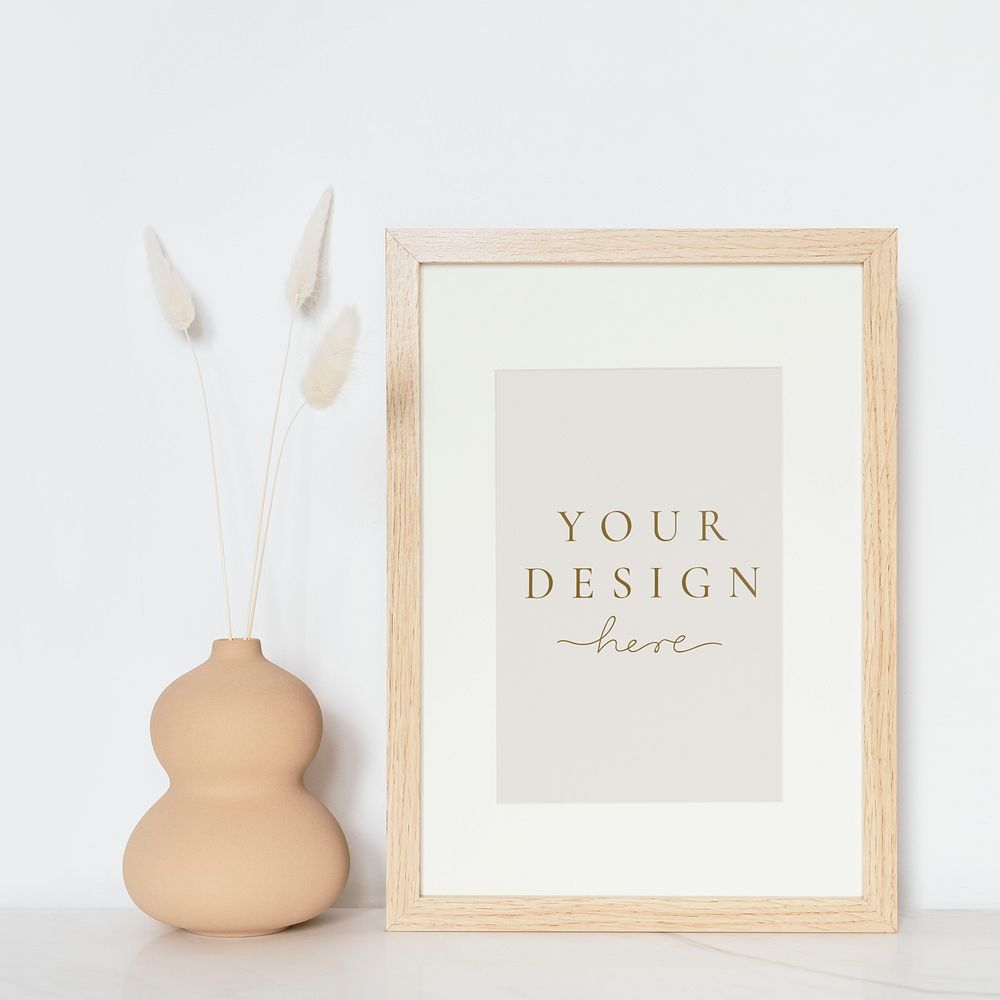 Rectangle wooden nice photo frame mockup