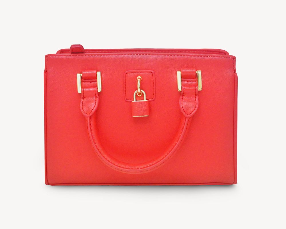 Red women's bag, isolated apparel image psd