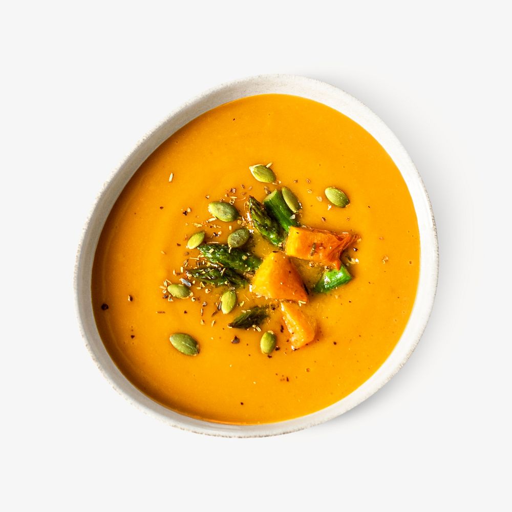 Pumpkin soup flat lay isolated design