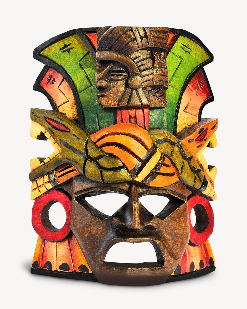 Tribal mask collage element psd