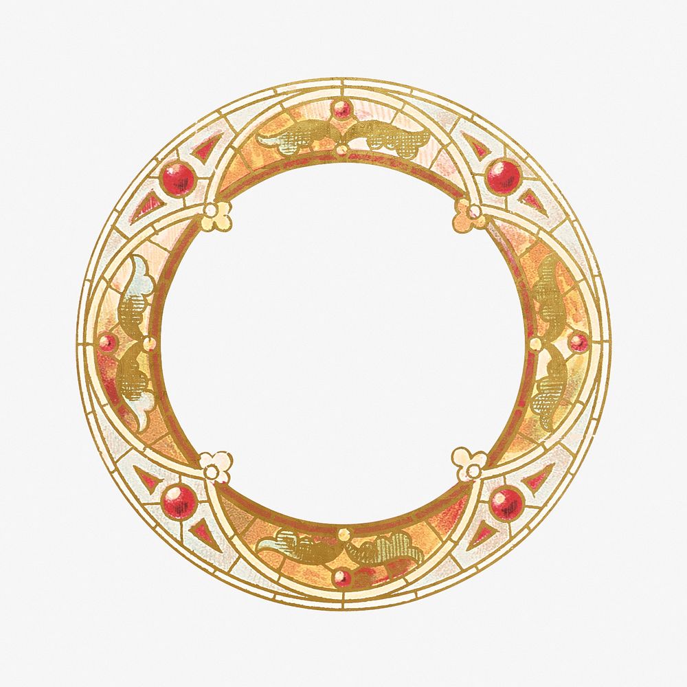 Gold vintage stained glass frame. Remastered by rawpixel