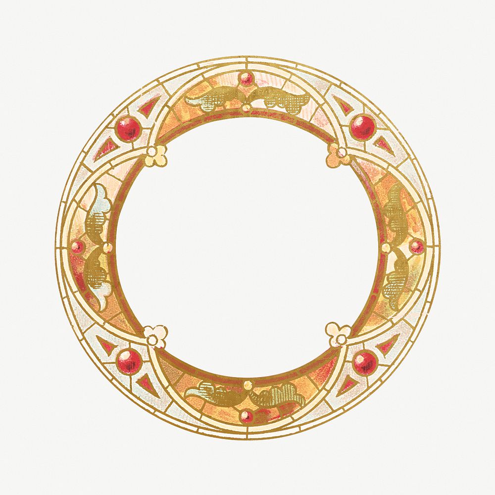 Gold vintage stained glass frame psd. Remastered by rawpixel