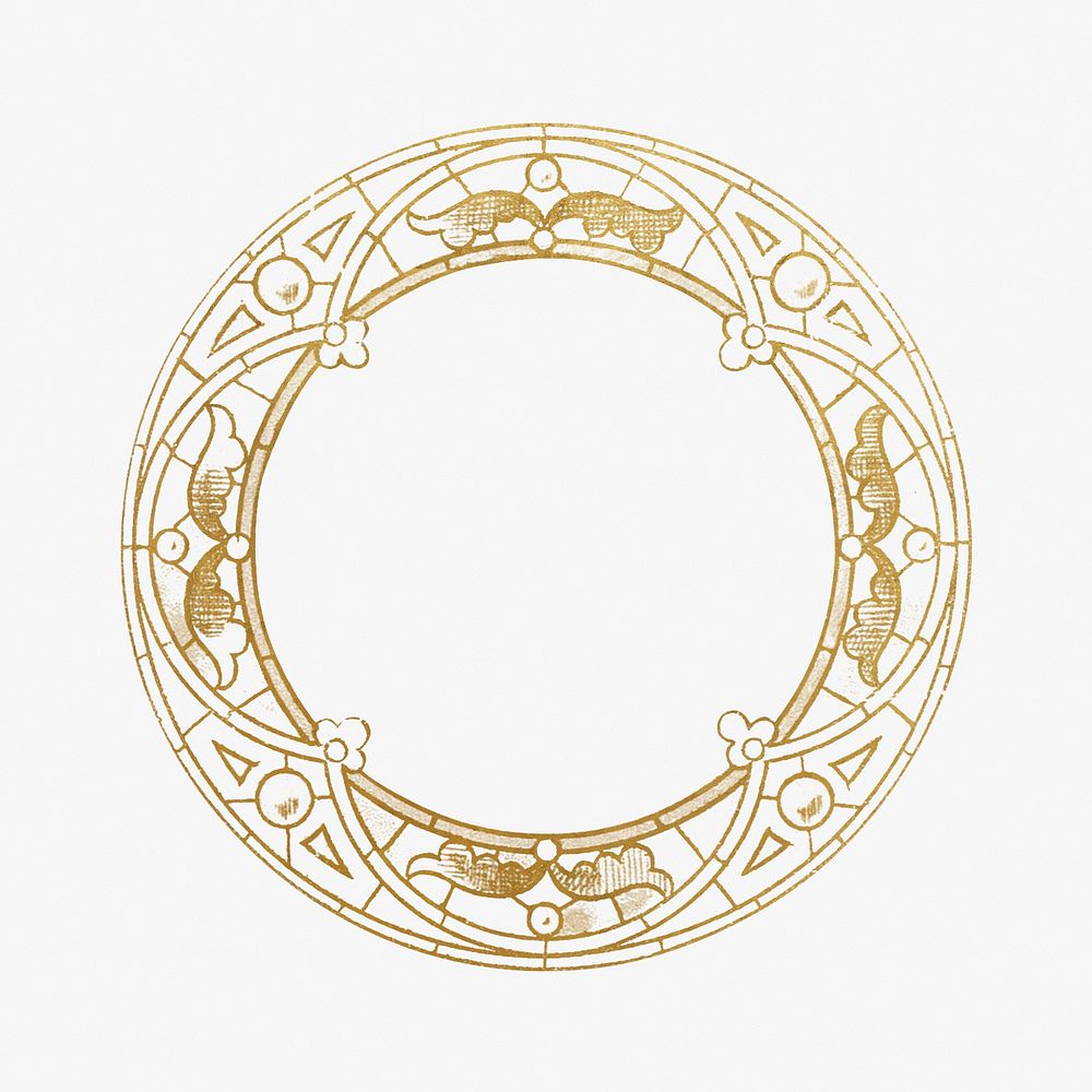 Gold vintage stained glass frame. Remastered by rawpixel