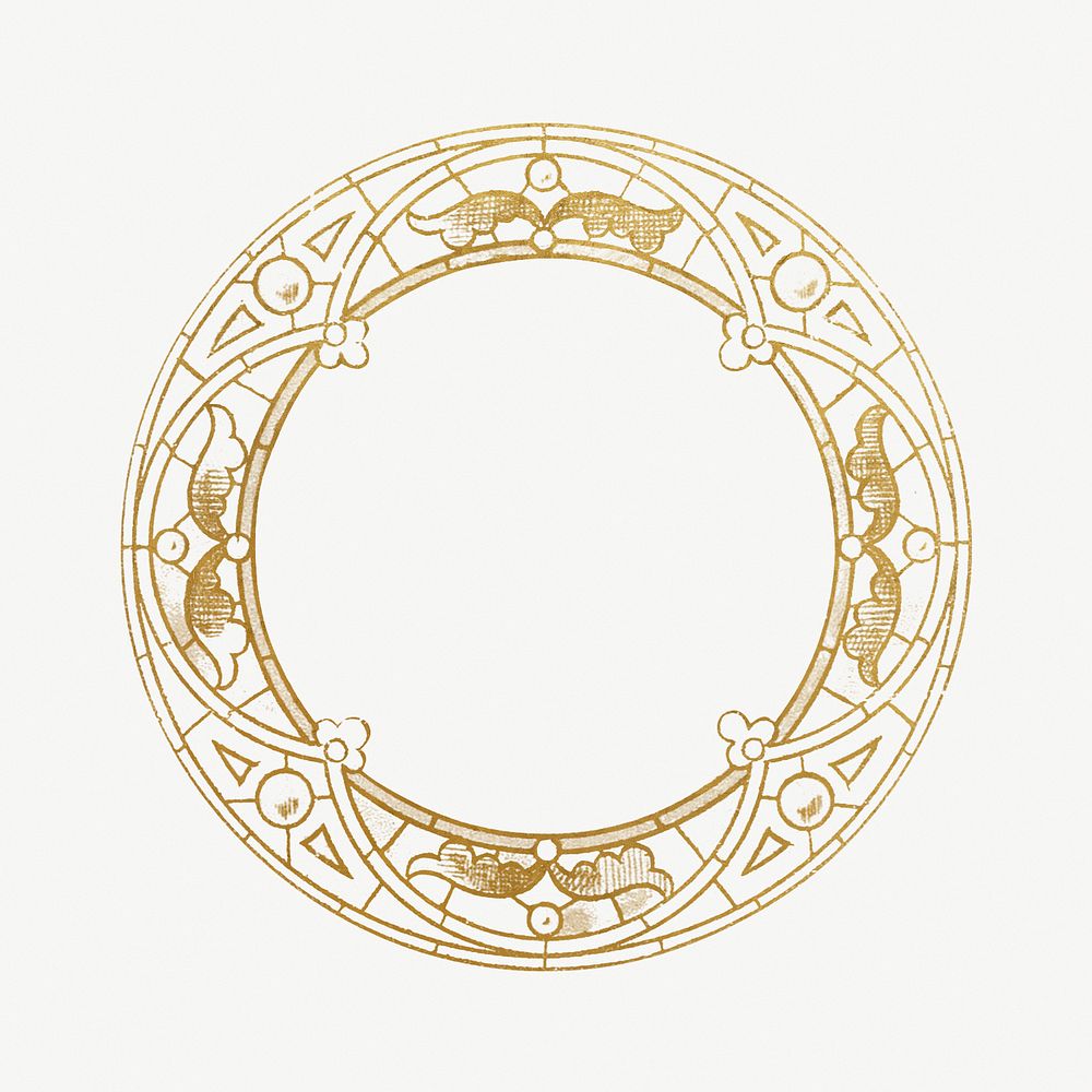 Gold vintage stained glass frame psd. Remastered by rawpixel