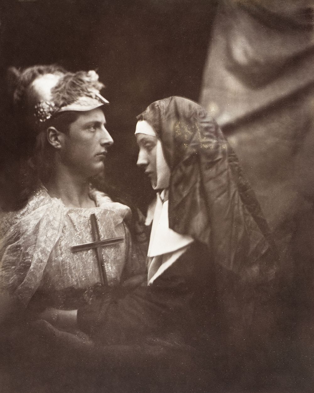 Sir Galahad and the pale nun (19th century) vintage print by Julia Margaret Cameron. Original public domain image from The…