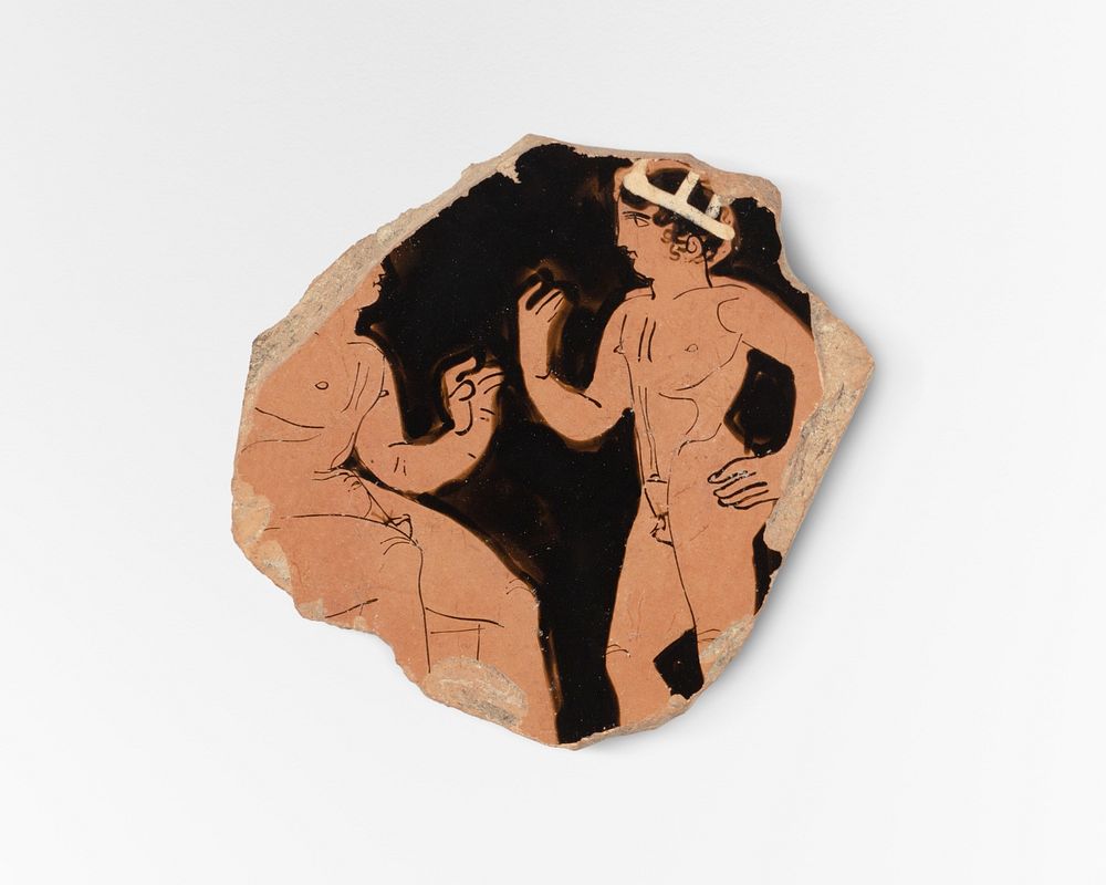 Terracotta fragment of a stemless kylix pottery. Original public domain image from The MET Museum. Digitally enhanced by…