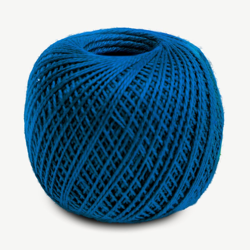 Blue yarn  collage element psd