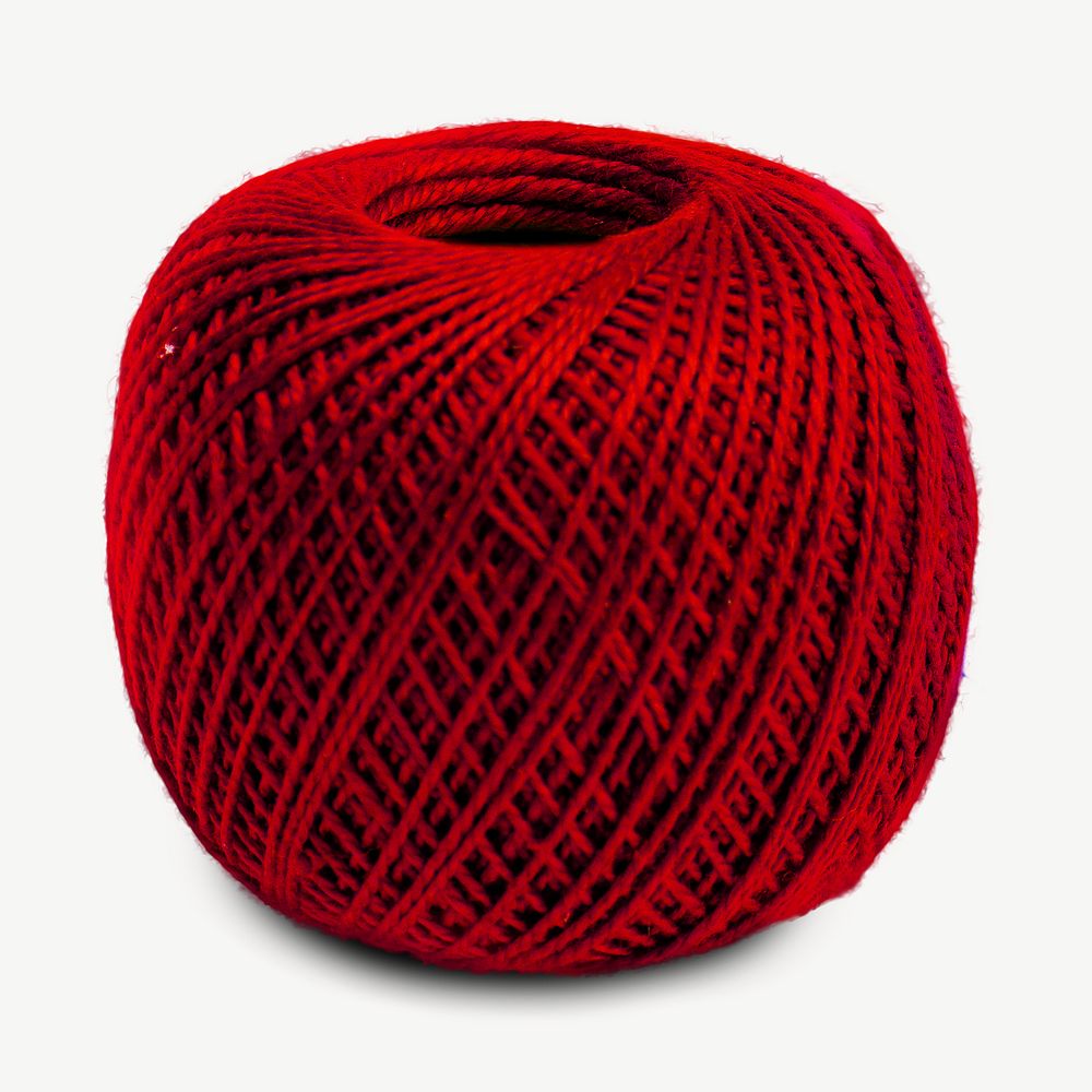 Red yarn  collage element psd